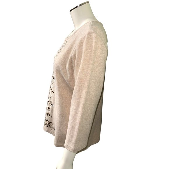 Alfred Dunner Vintage Cotton Polyester 3/4 Sleeve Sweater w Embroidery & Embelli - Picture 2 of 11
